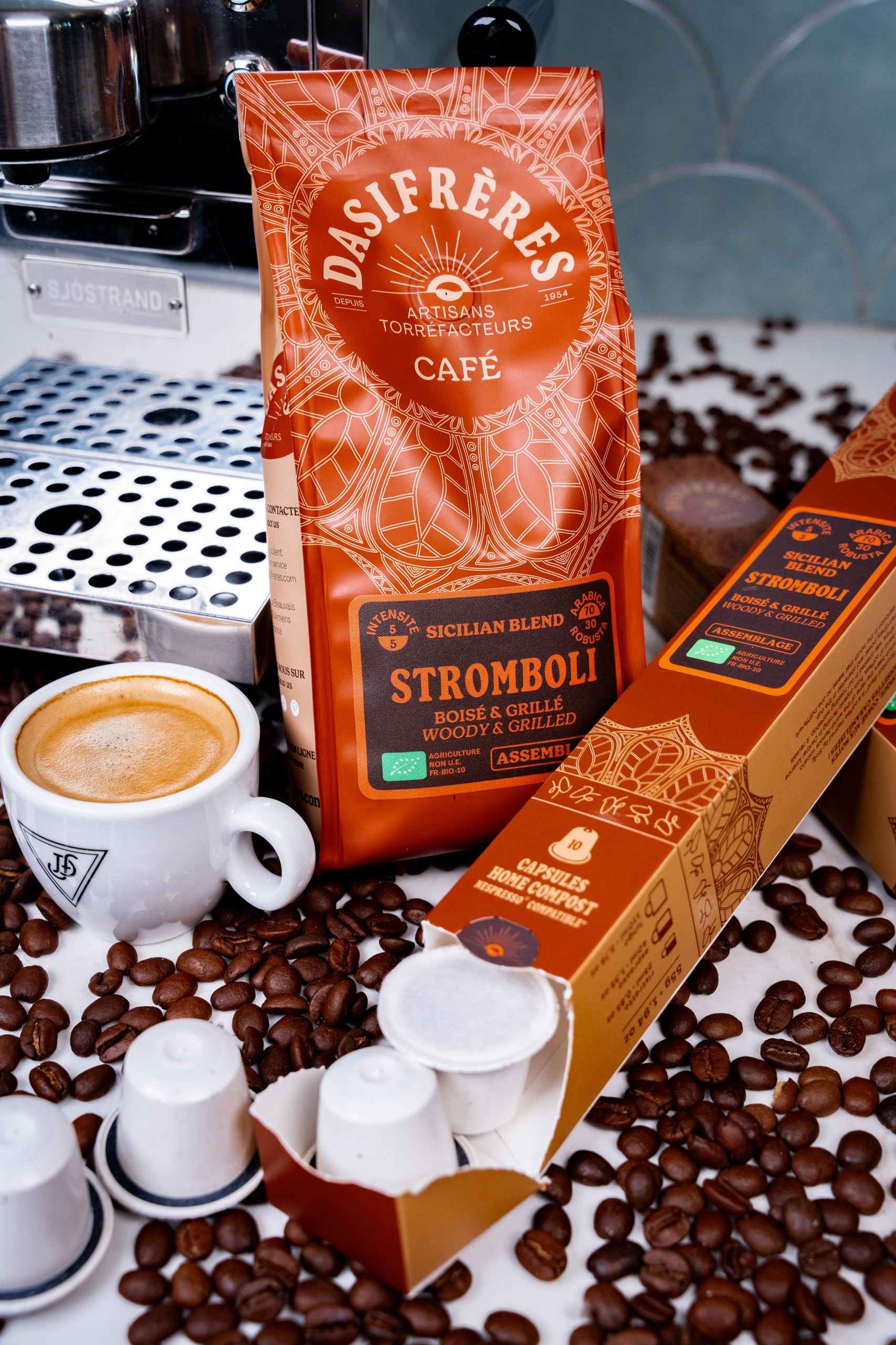 café capsules café en grains stromboli italie bio