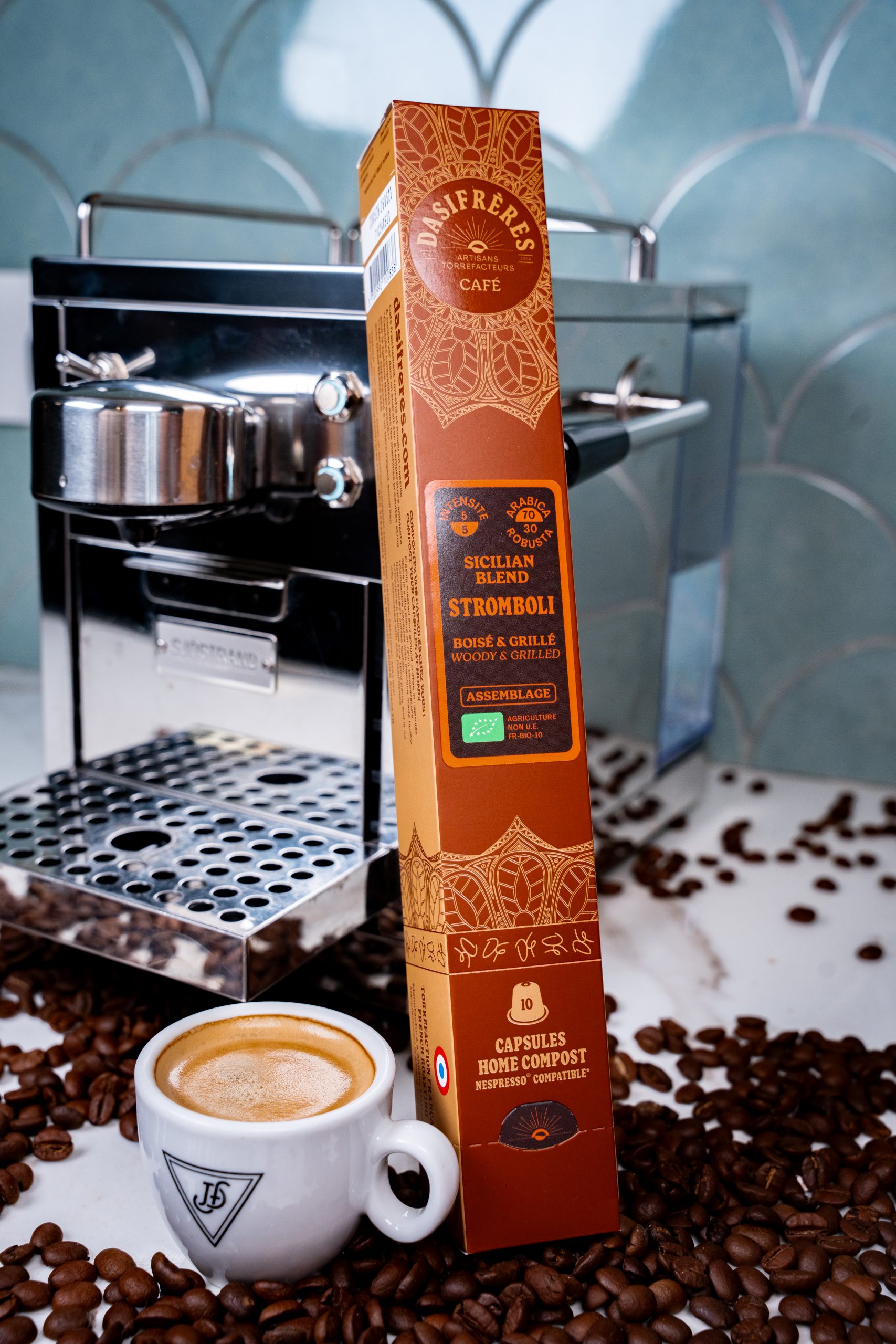 café capsules café en grains stromboli italie bio