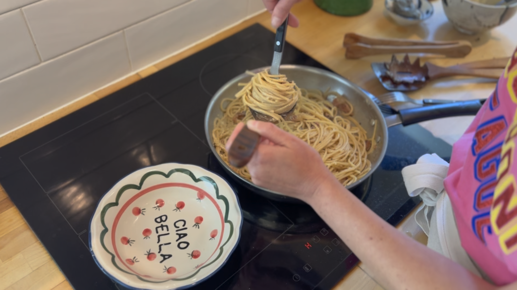 Spaghetti alla Carbonara avec lapsang souchong