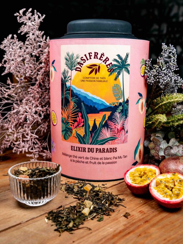 Elixir du paradis – Mélange thé vert & blanc à la pêche & papaye