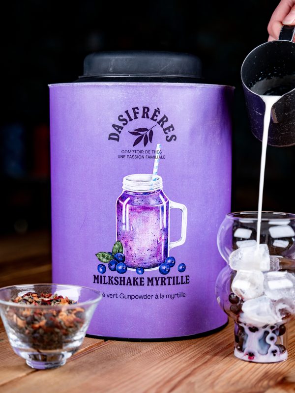 Milkshake myrtille – Thé vert gunpowder à la myrtille
